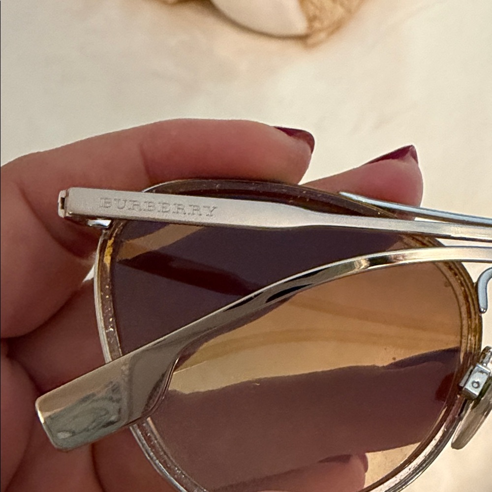 Burberry Aviator Silver/Glitter Tinted Sunglasses - Picture 3 of 8